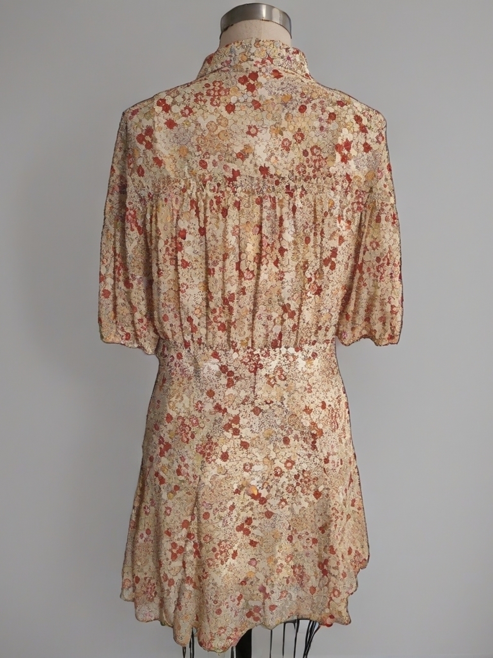 NWT Free People Floral Mini Dress Button Front Cottagecore Size M - Picture 3 of 15
